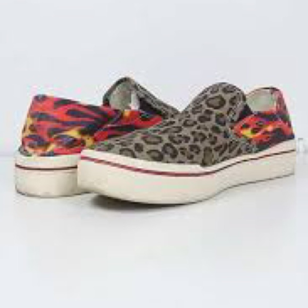 R13 Leopard & Flame Slip-On Sneakers — Distressed Luxe Streetwear Icon - Picture 4 of 10